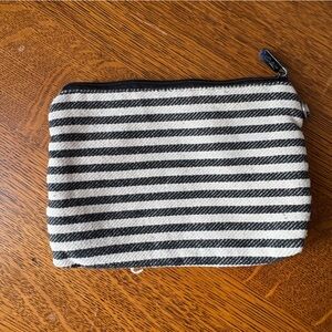 Thirty One Wallet Bag 100% Cotton Cream Black Zippered Mini Bag Lined Makeup Bag